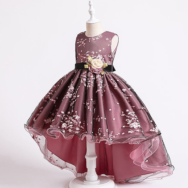 Dress Kids Sleeveless Solid Colored Floral Girls' Wedding