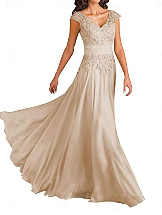 of Elegant Simple the Floor A-Line Mother V Neck Dress Bride
