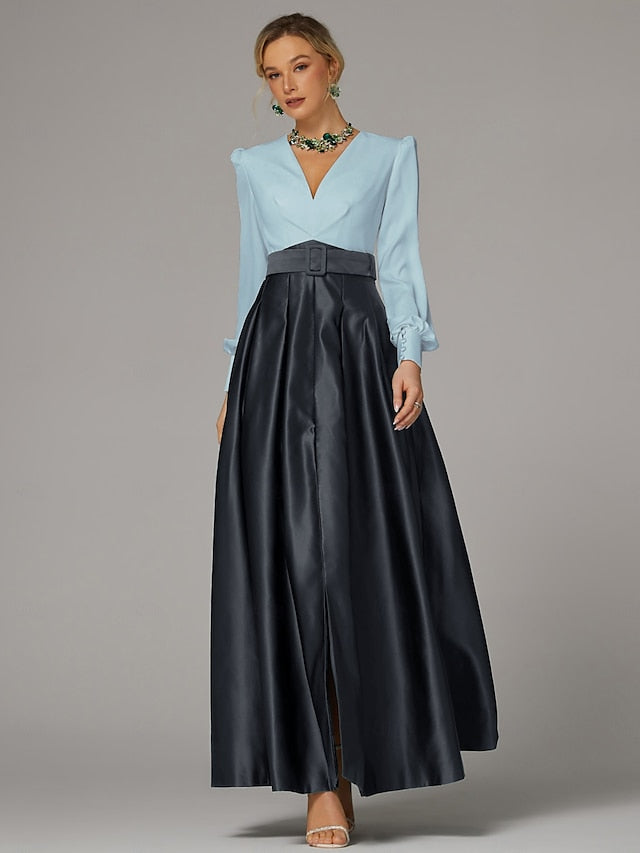 Split High Gown Guest Wedding Evening A-Line Floor Formal Dress