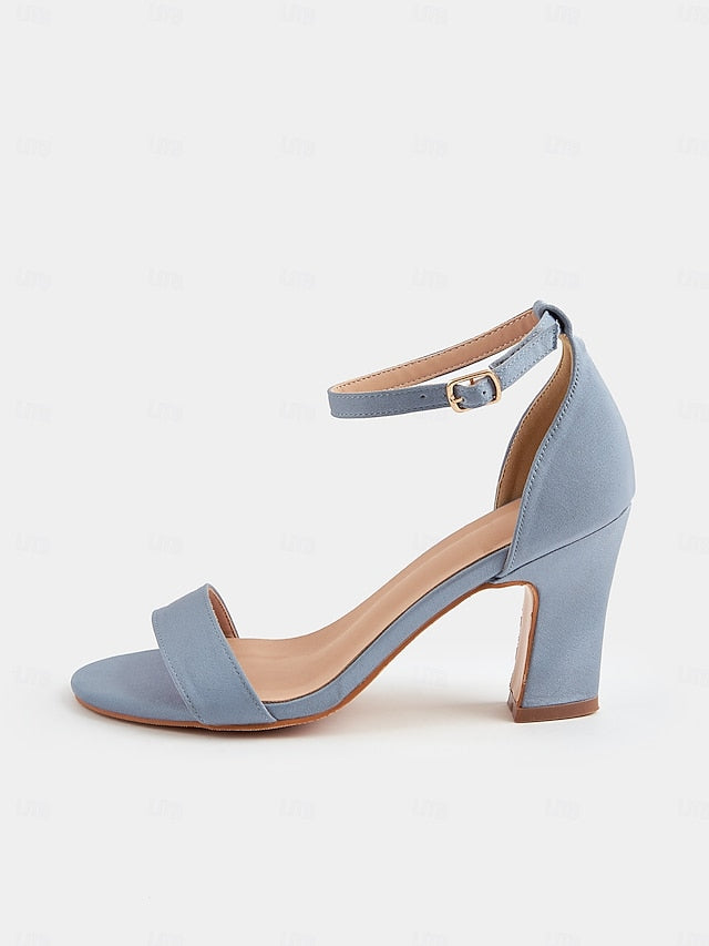 Light High Sandals Heel Blue Strap Ankle Women's Open Toe -