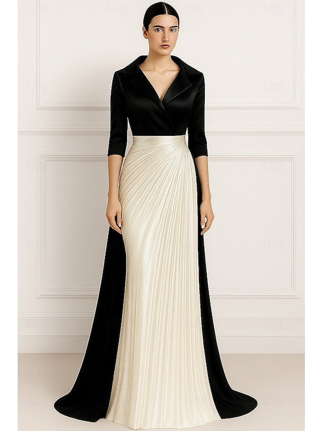 Evening Gold Gown Elegant Dress Black Wedding Formal A-Line