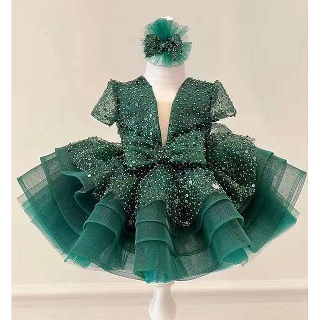 Flower Kids Sequin Dress Long Girls' Girl Party