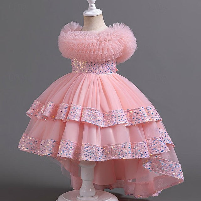 Dress Girl Sequin Girls' Flower Kids Party Sleeveless