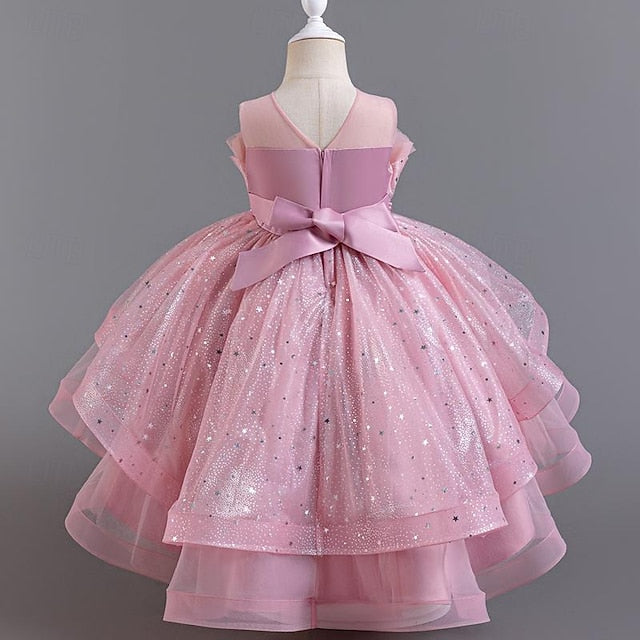 Party Kids Girl Sleeveless Flower Sequin Girls' Dress