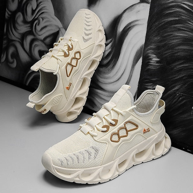 Men's Yellow Performance Sneakers with Flame Design,