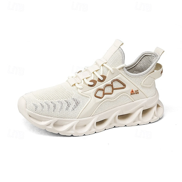 Men's Yellow Performance Sneakers with Flame Design,