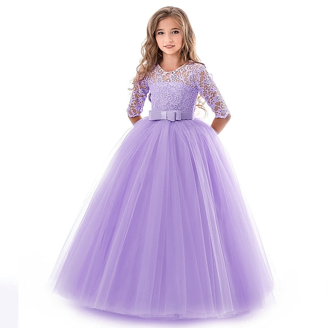 Dress Girls' Wedding Flower Girl Half Sleeve Kids
