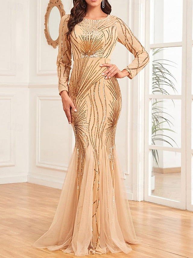 Neck Elegant of Mother Bride Party Floor Crew Dress the