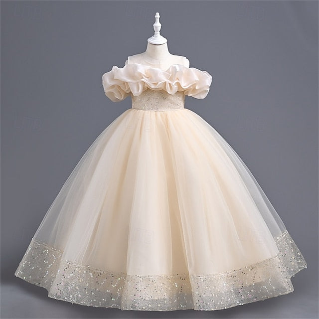 Girls' Kids Color Dress Girl Flower Party Solid