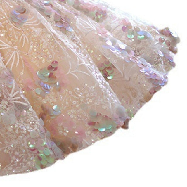 Solid Sleeve Dress Kids Short Color Party Girls'