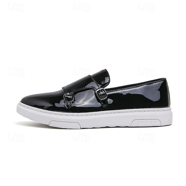 Men's White Monk Strap Slip-On Loafers – Elegant Casual