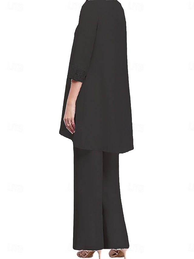 Bride Mother Neck the 3 Crew Dress Vintage of Piece Elegant