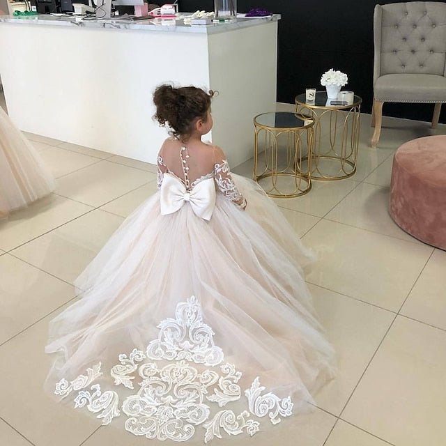 Party Girls' Flower Kids Girl Long Dress Solid Color