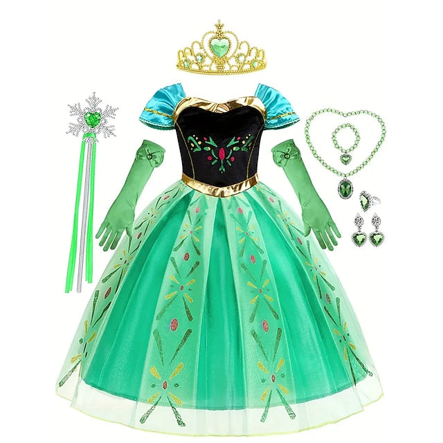 Princess Anna Party Flower Fairytale Frozen Theme Dress Girl