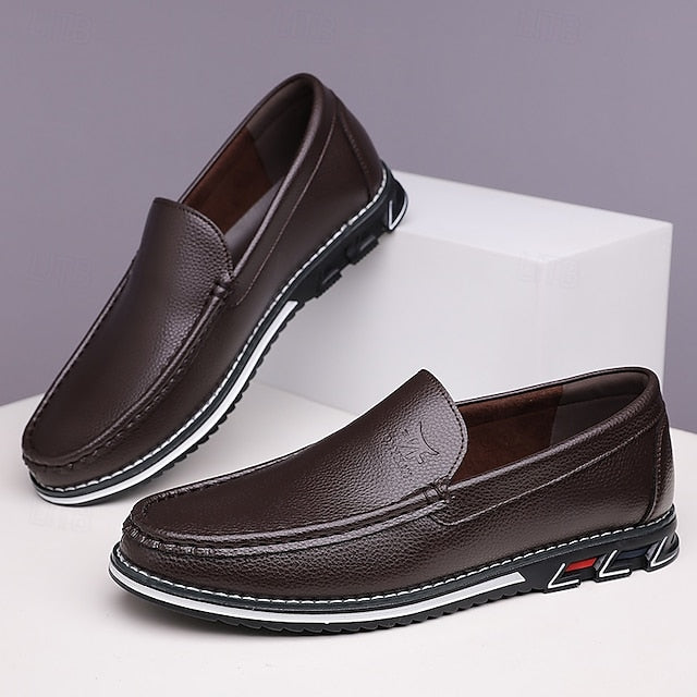 Men's Blue Faux Leather Slip-On Loafers with Durable Sole