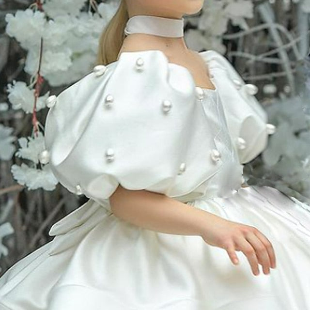 Solid Kids Color Dress Girl Flower Girls'