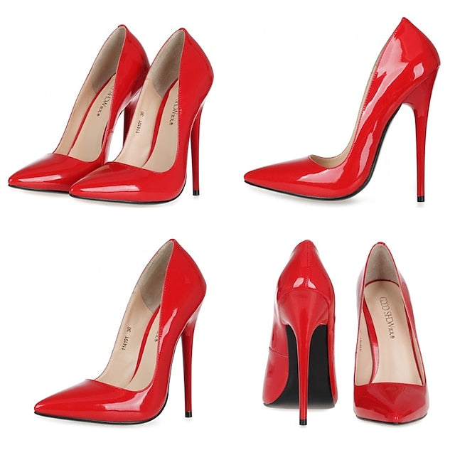 Leather Stiletto Patent - Black Heels High Sexy Women's