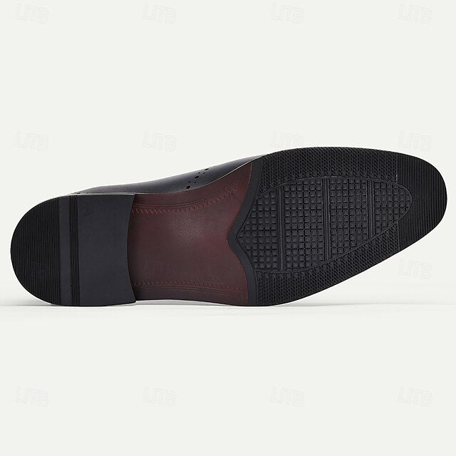 Blue Cowhide Shoes Men's Classic Oxford Genuine Navy