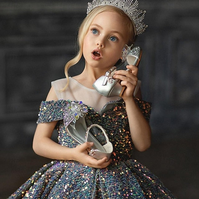 Dress Party Flower Solid Girls' Girl Color Kids
