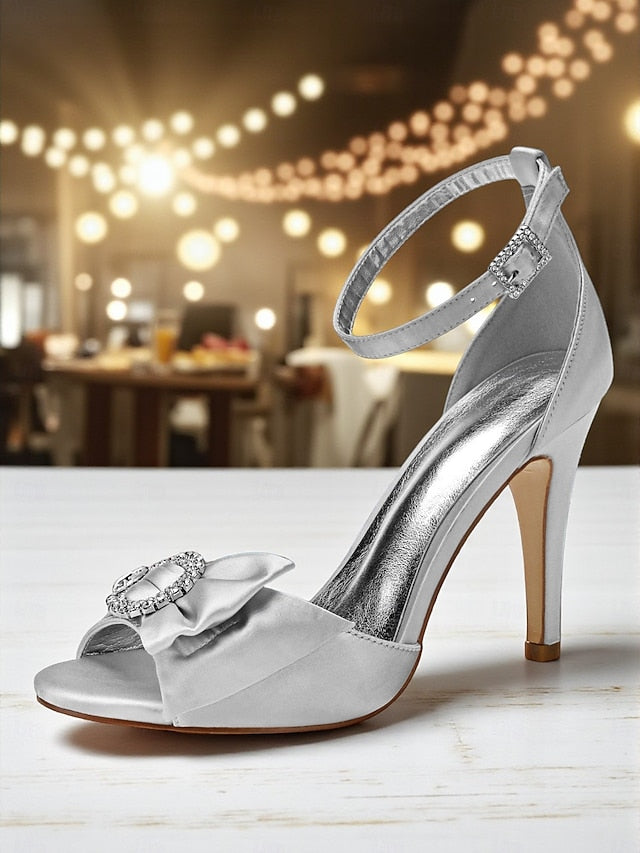 with High Sandals Rhinestone Heel Satin Women's Purple