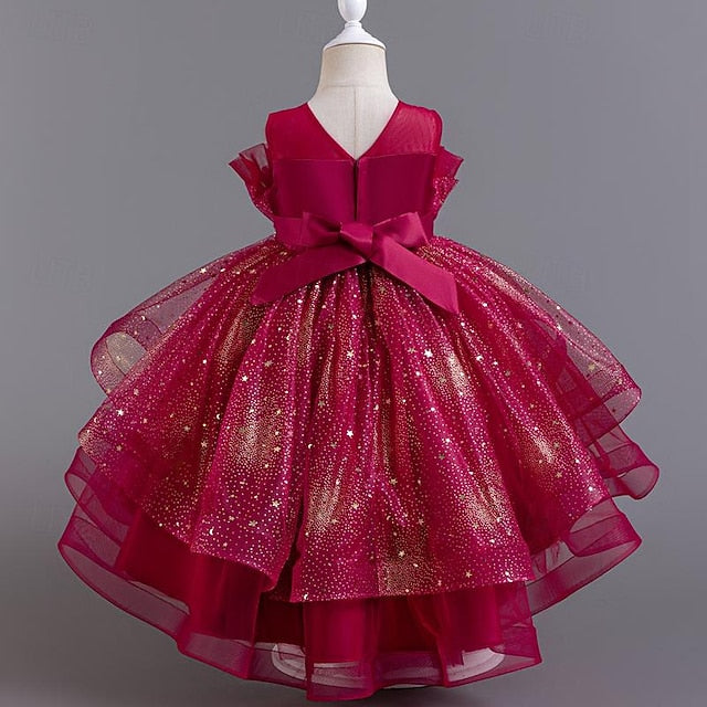 Party Kids Girl Sleeveless Flower Sequin Girls' Dress