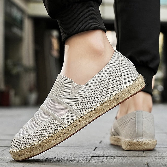 Men's Beige Vacation Espadrilles with Woven Design –