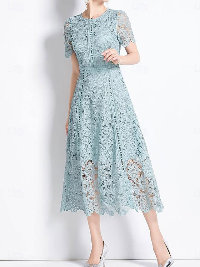 Tea of Mother Length Crew Dress Elegant the Neck Bride