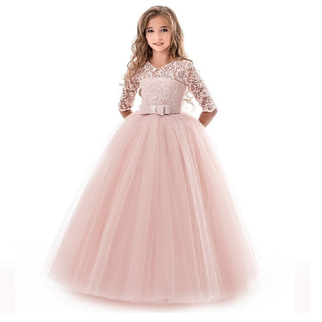 Dress Girls' Wedding Flower Girl Half Sleeve Kids