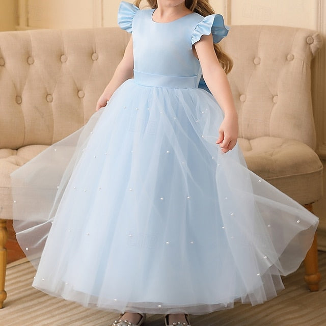 Dress Color Solid Flower Kids Party Girls' Girl
