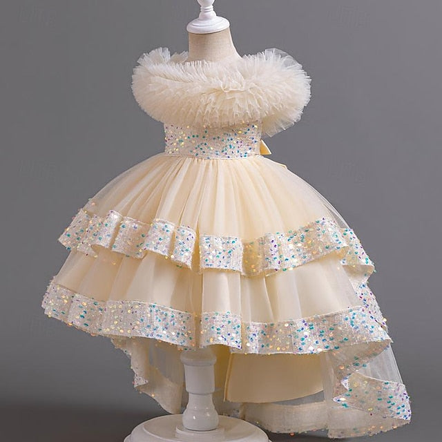 Dress Girl Sequin Girls' Flower Kids Party Sleeveless