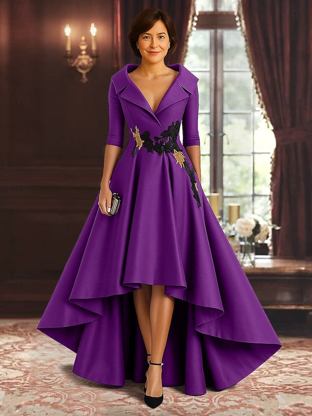 A-Line Elegant Dress the Mother Red of Split Bride Black High