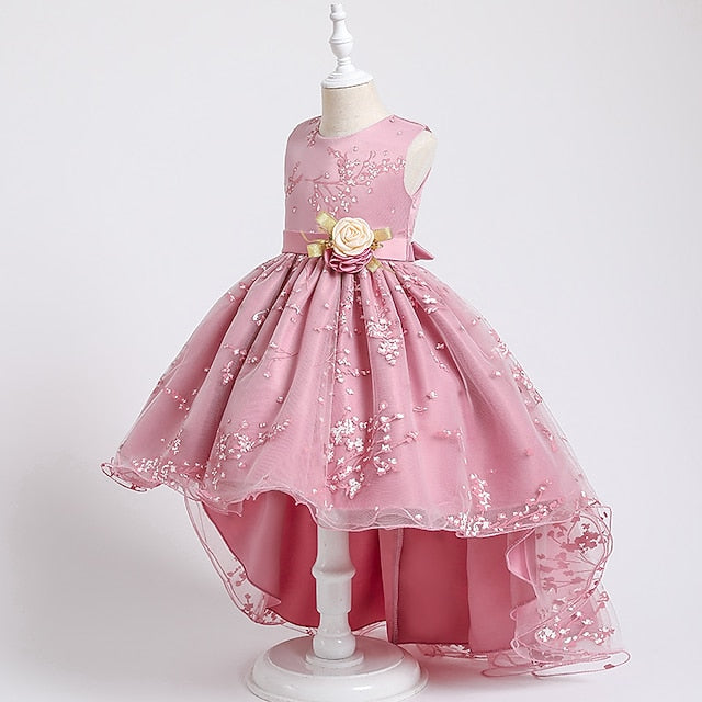 Dress Kids Sleeveless Solid Colored Floral Girls' Wedding