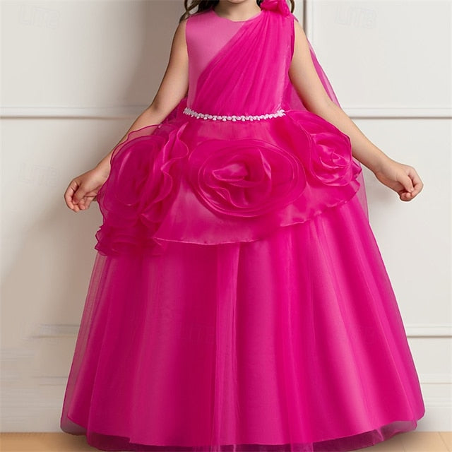 Solid Dress Kids Cosplay Color Party Girls'