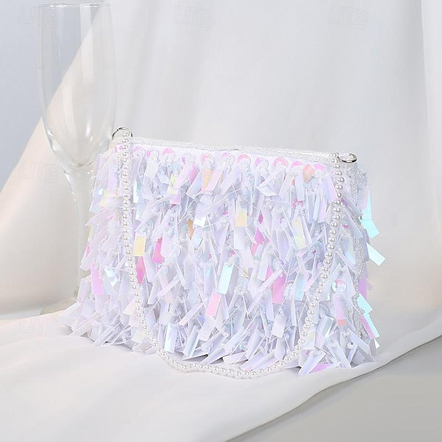Fringe Crystal and Luxurious with Black Sparkling Clutch Evening