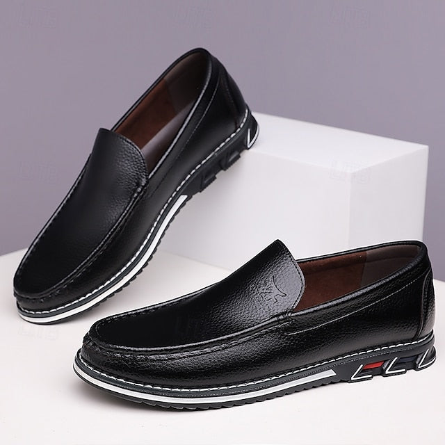 Men's Blue Faux Leather Slip-On Loafers with Durable Sole