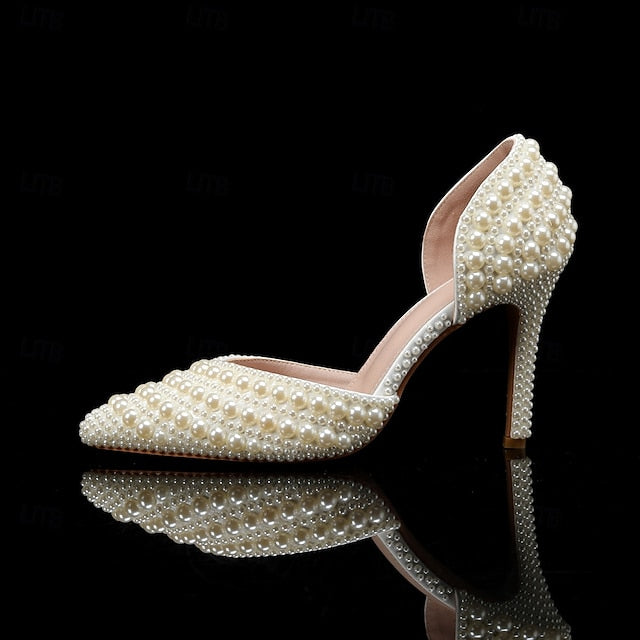 White and Bag Women's Heels Stiletto Clutch – Pearl Set