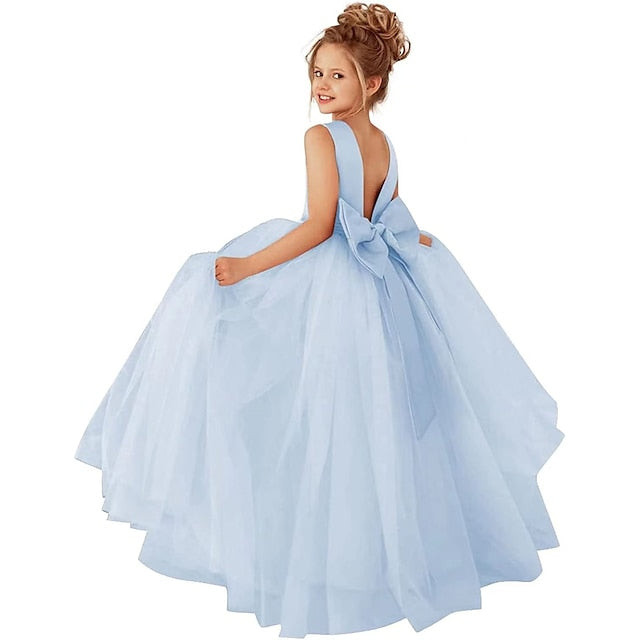 Party Girl Color Solid Dress Flower Kids Girls'