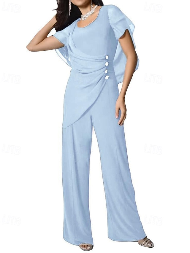 Mother Pantsuit the Dress Jumpsuit Elegant Bride / Cape of