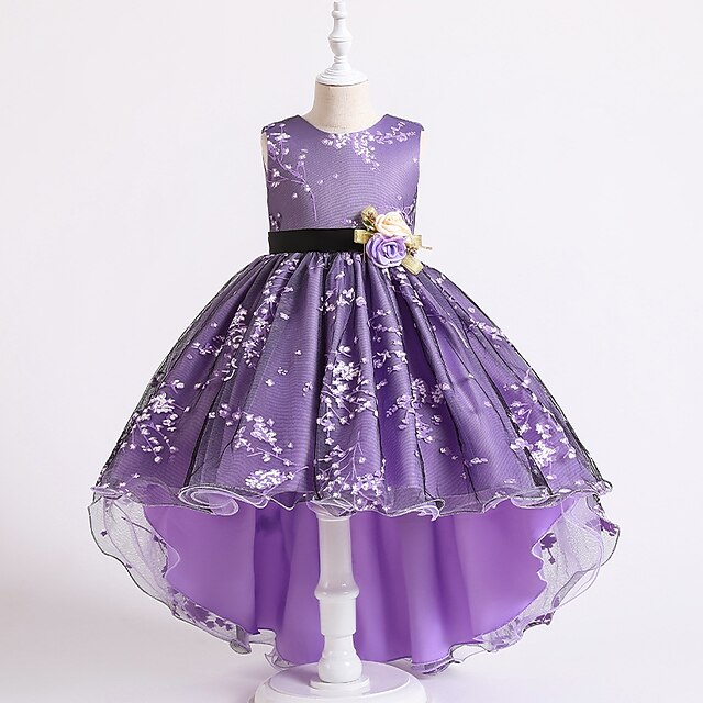 Dress Kids Sleeveless Solid Colored Floral Girls' Wedding