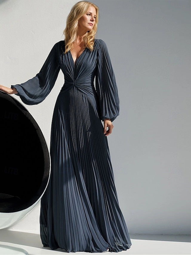 of the A-Line Dress V Simple Neck Mother Bride Elegant