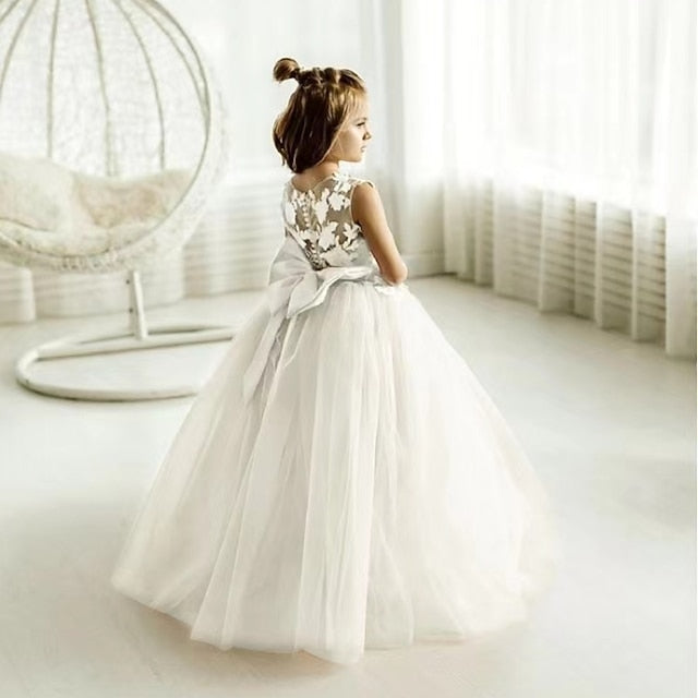 Kids Party Girls' Flower Dress Girl Color Solid