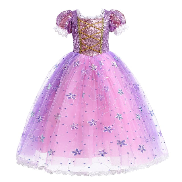 Flower Cosplay Princess Rapunzel Dress Girl Cloak