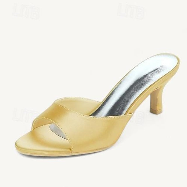 Women's Wedding Sandals Open Toe Heel Shoes Kitten
