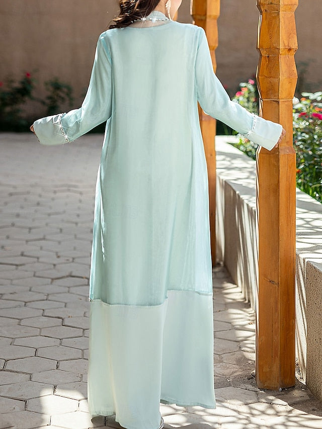 Elegant A-Line Neck Crew of Bride Dress Floor Vintage Mother the