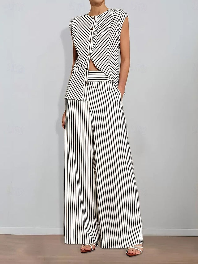 Pantsuit Two of Piece Striped Print Mother Bride the