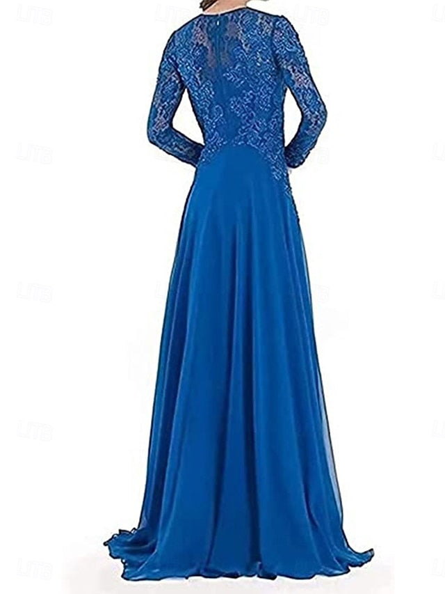 Elegant Dress Bride A-Line Neck Floor of Party Crew the Mother