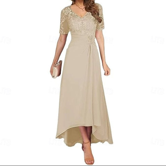 A-Line the Neck Dress V of Simple Elegant Mother Bride