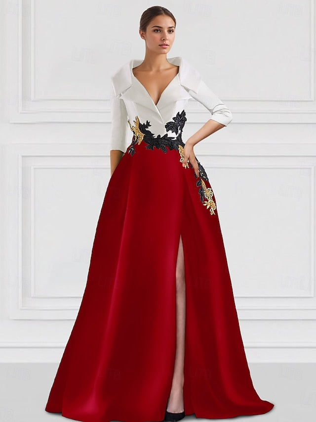 A-Line Formal Elegant Floor Evening Dress Tuxedo Gown