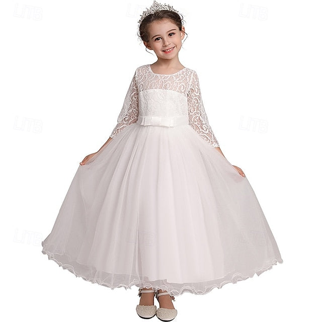 Dress Girls' Wedding Flower Girl Half Sleeve Kids