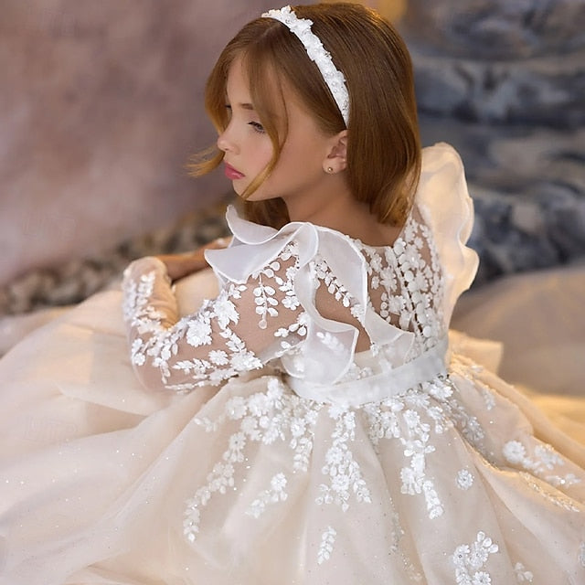 Party Kids Dress Solid Color Communion Girls' First